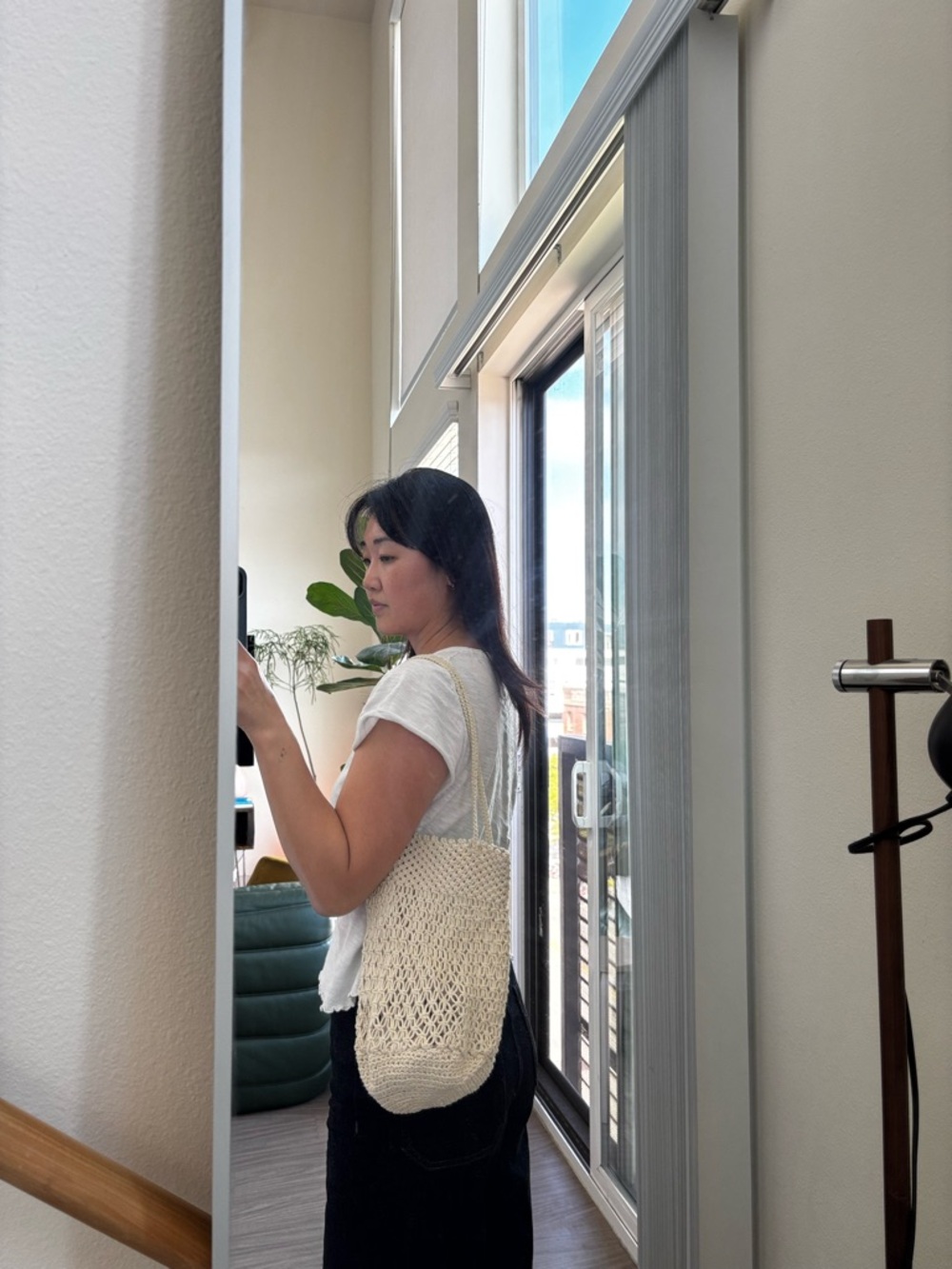 Crochet Beige Tote Carry-On Purse